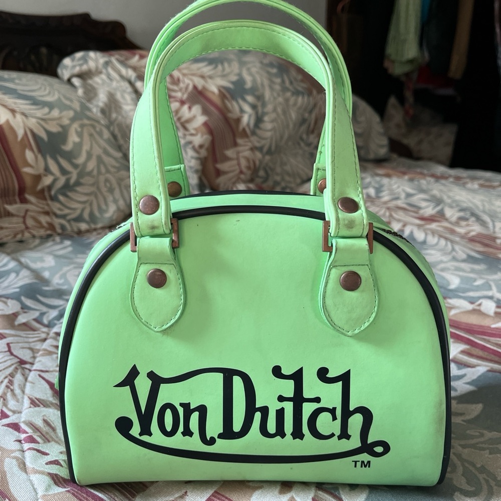 Vintage Green Von Dutch mini bowling bag!